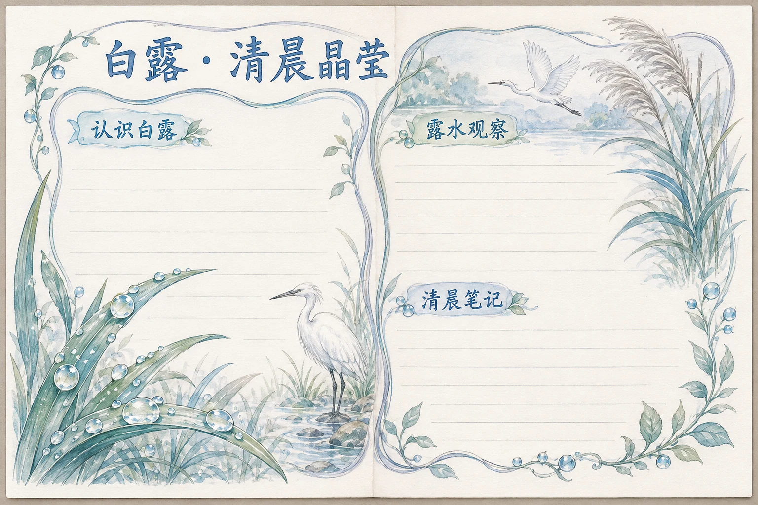 白露 · 清晨晶莹 · AI 生成的版式预览