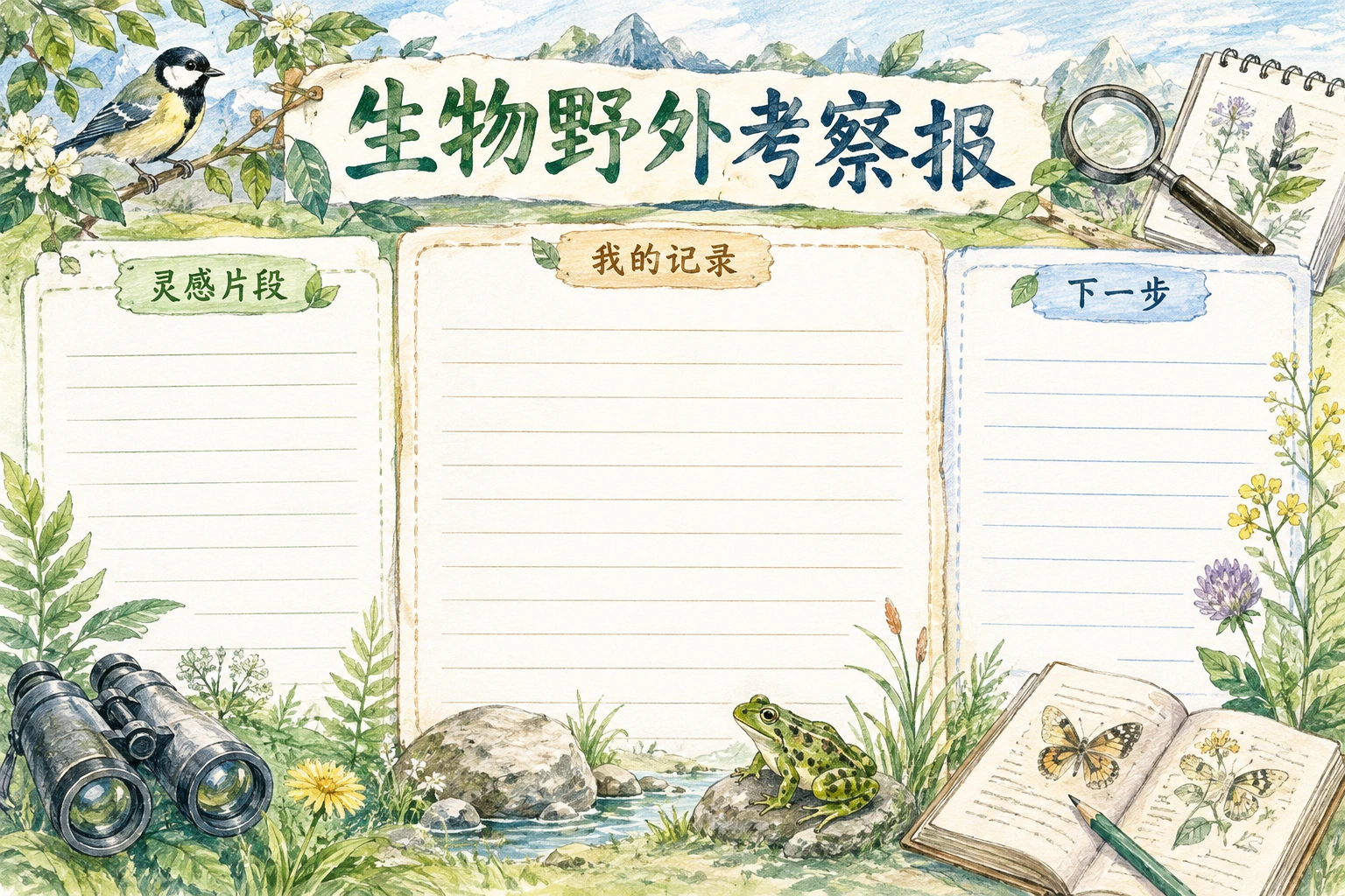 生物野外考察报 · AI 生成的版式预览