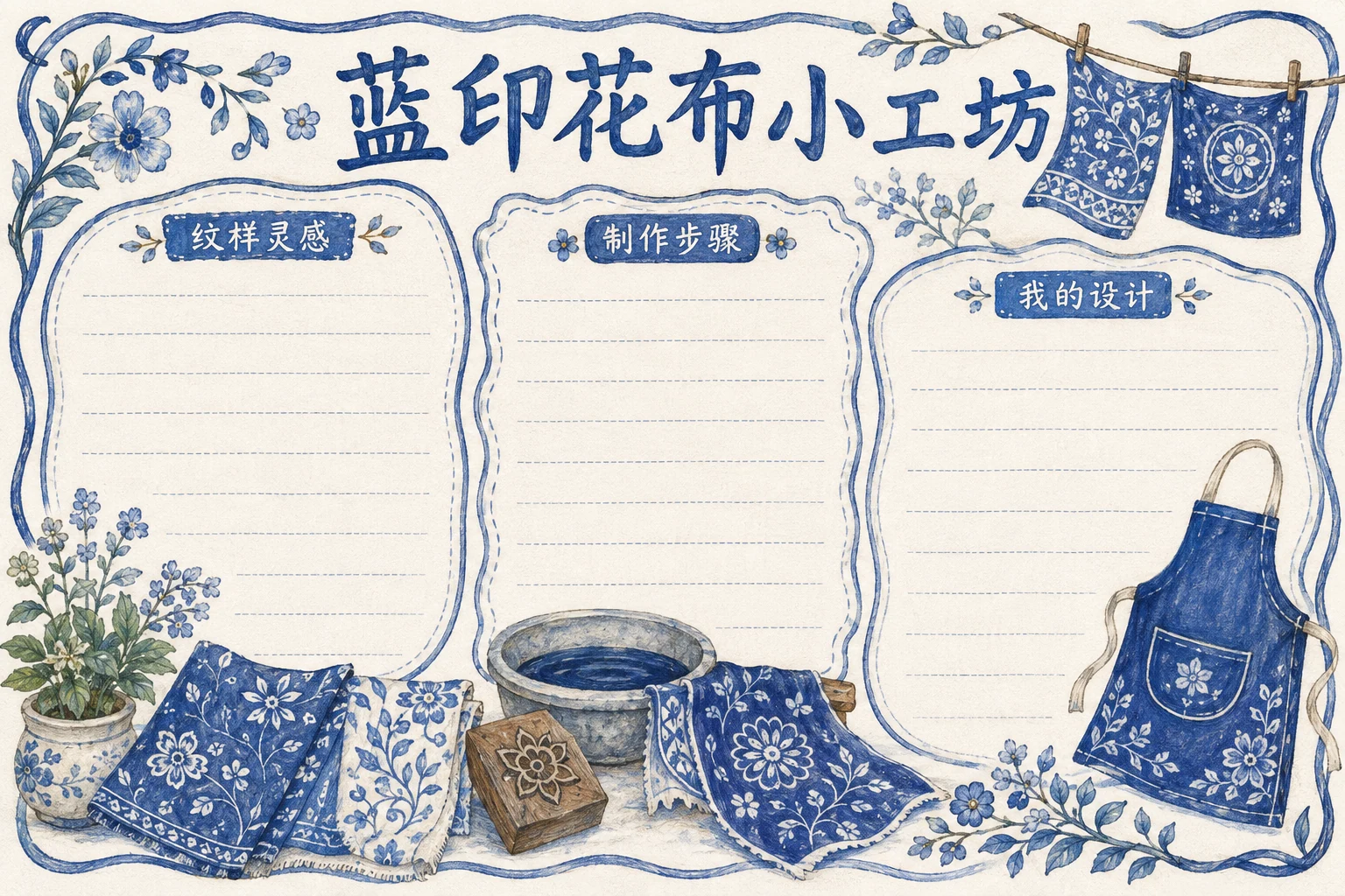 蓝印花布小工坊 · AI 生成的版式预览
