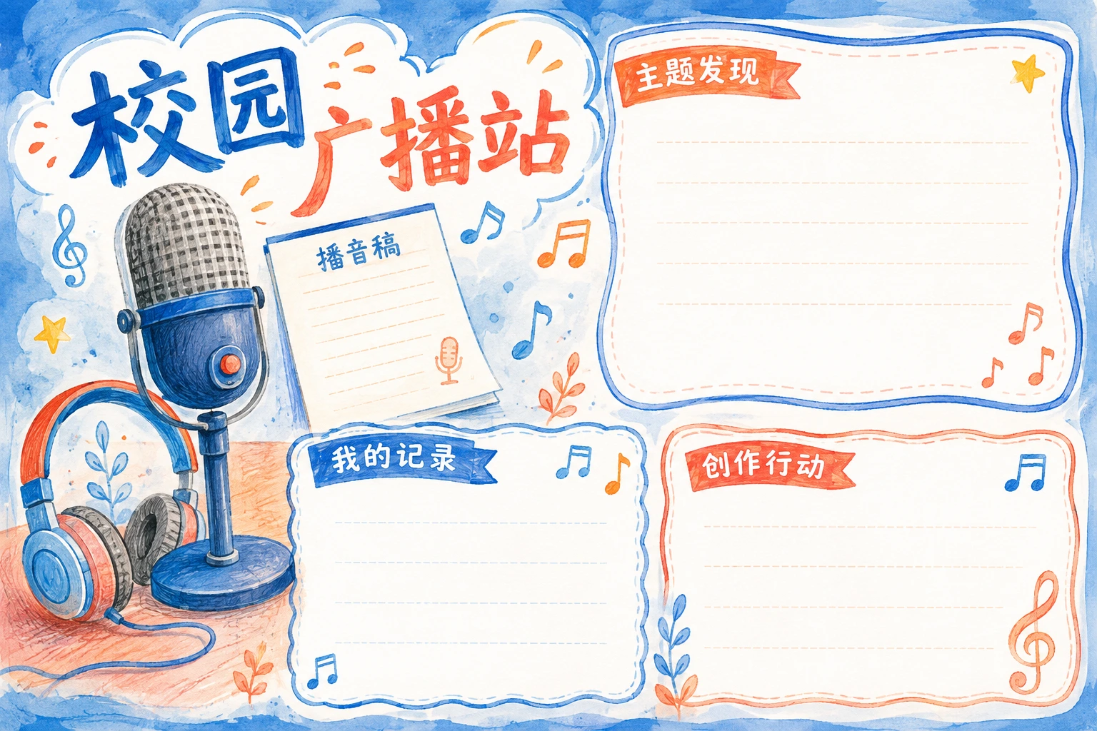 校园广播站 · AI 生成的版式预览