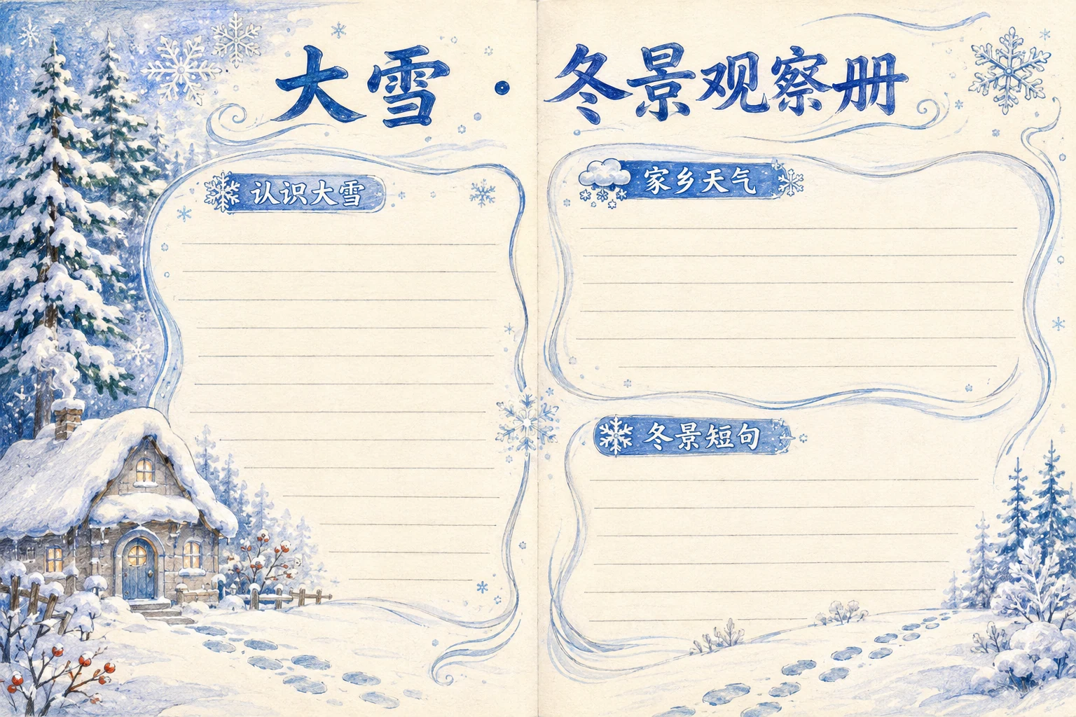 大雪 · 冬景观察册 · AI 生成的版式预览