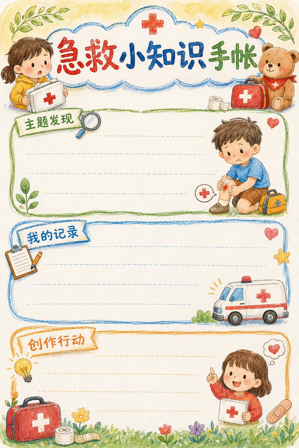 急救小知识手帐 · AI 生成的版式预览