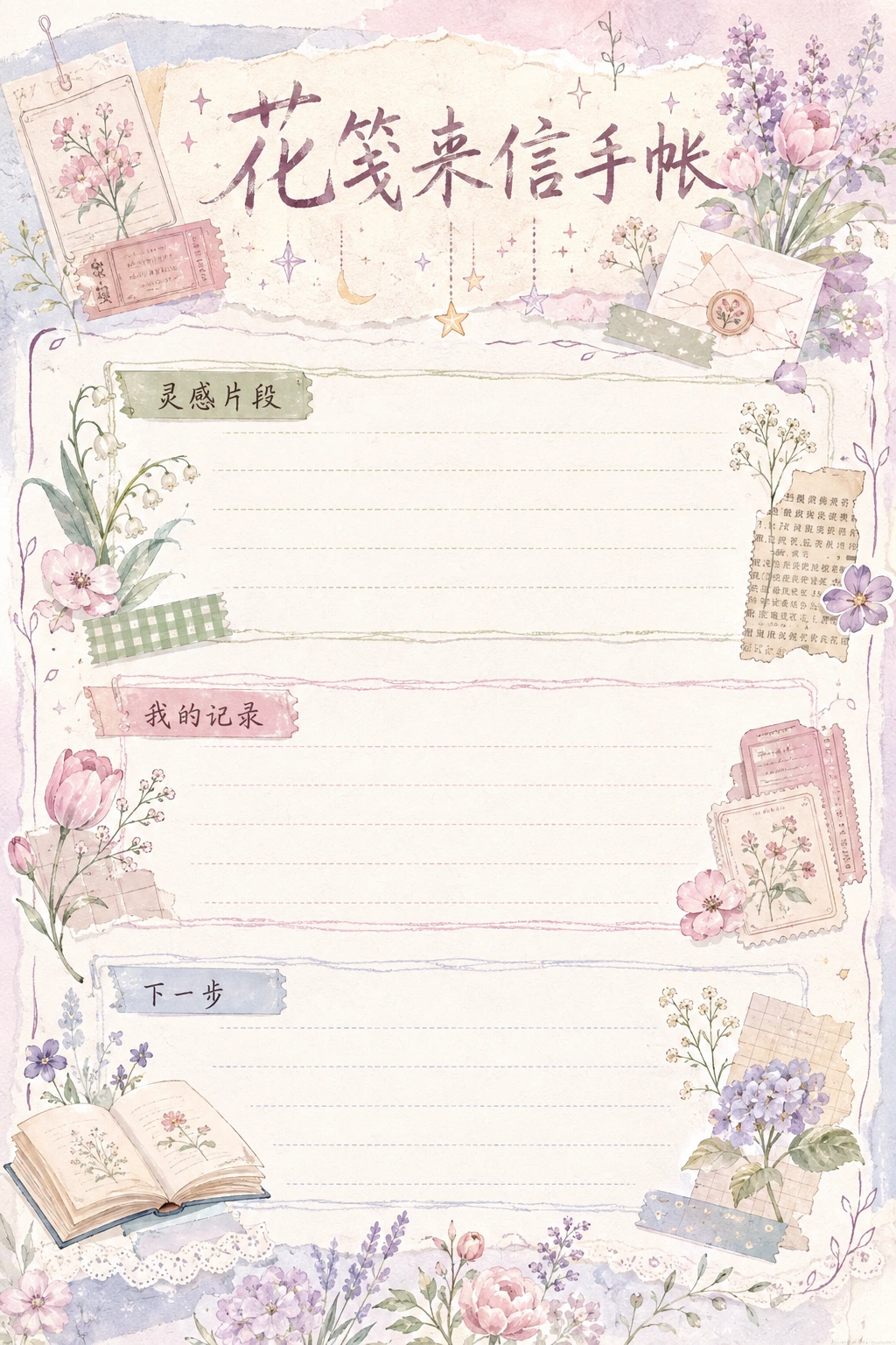 花笺来信手帐 · AI 生成的版式预览