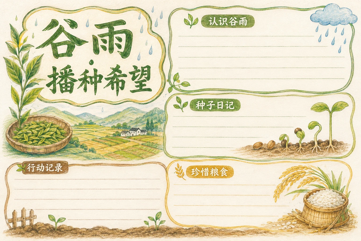 谷雨 · 播种希望 · AI 生成的版式预览