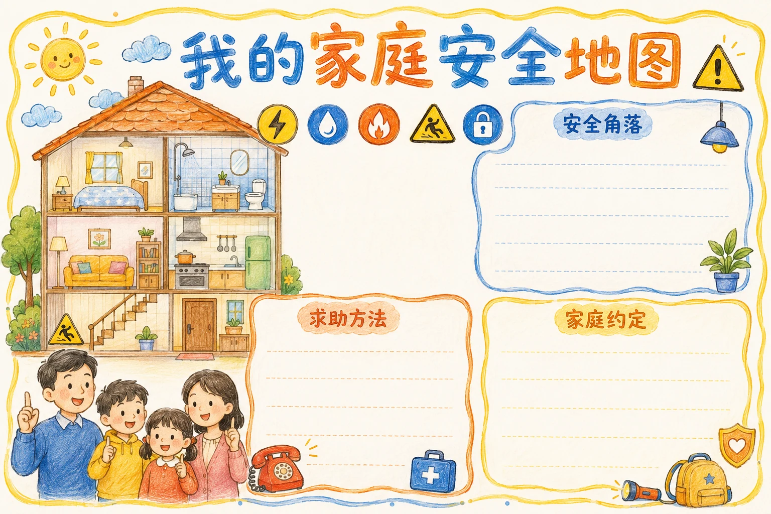 我的家庭安全地图 · AI 生成的版式预览