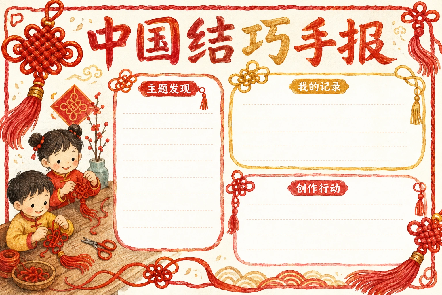 中国结巧手报 · AI 生成的版式预览