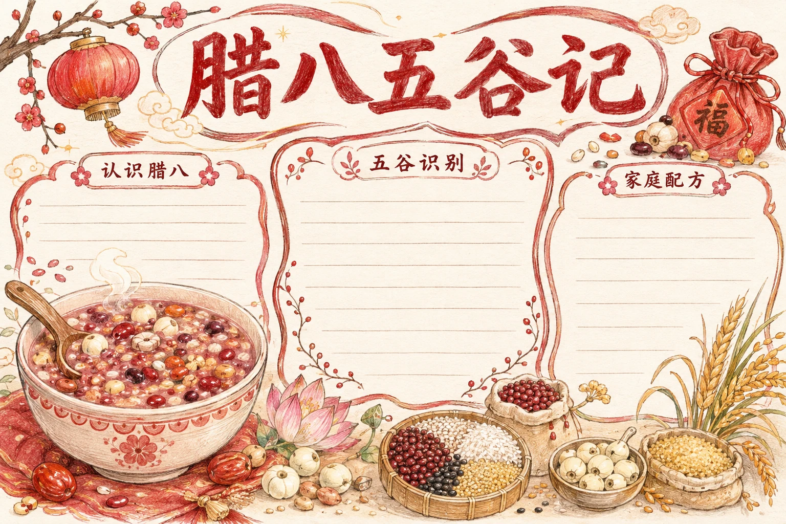 腊八五谷记 · AI 生成的版式预览