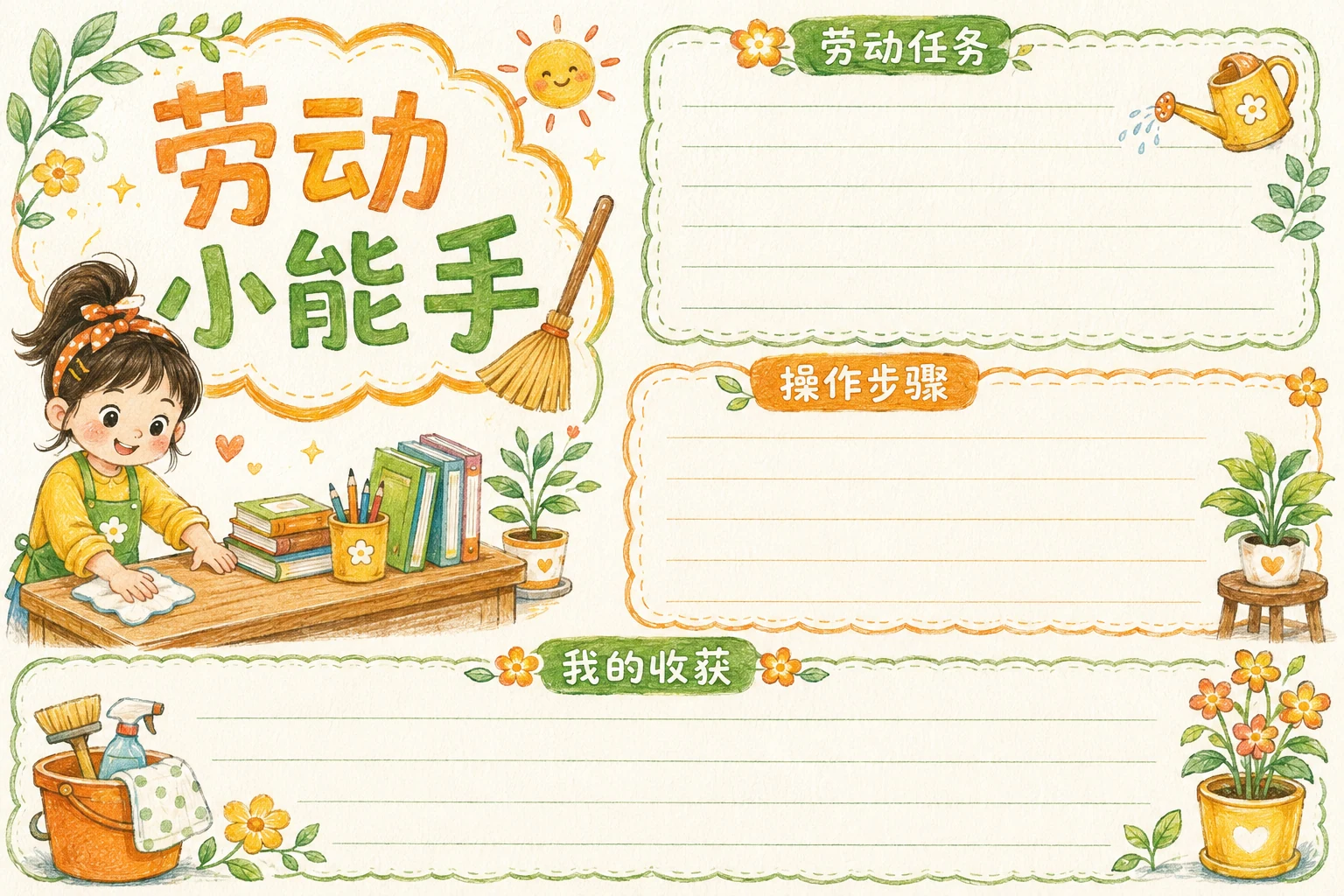 劳动小能手 · AI 生成的版式预览