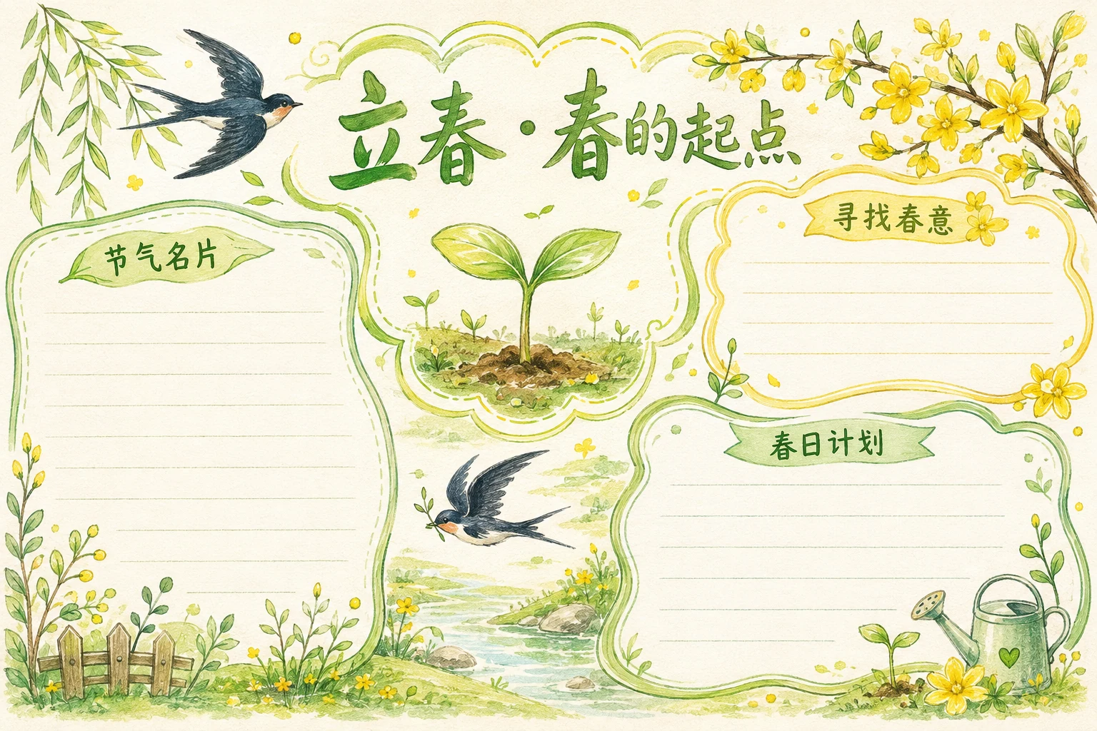 立春 · 春的起点 · AI 生成的版式预览