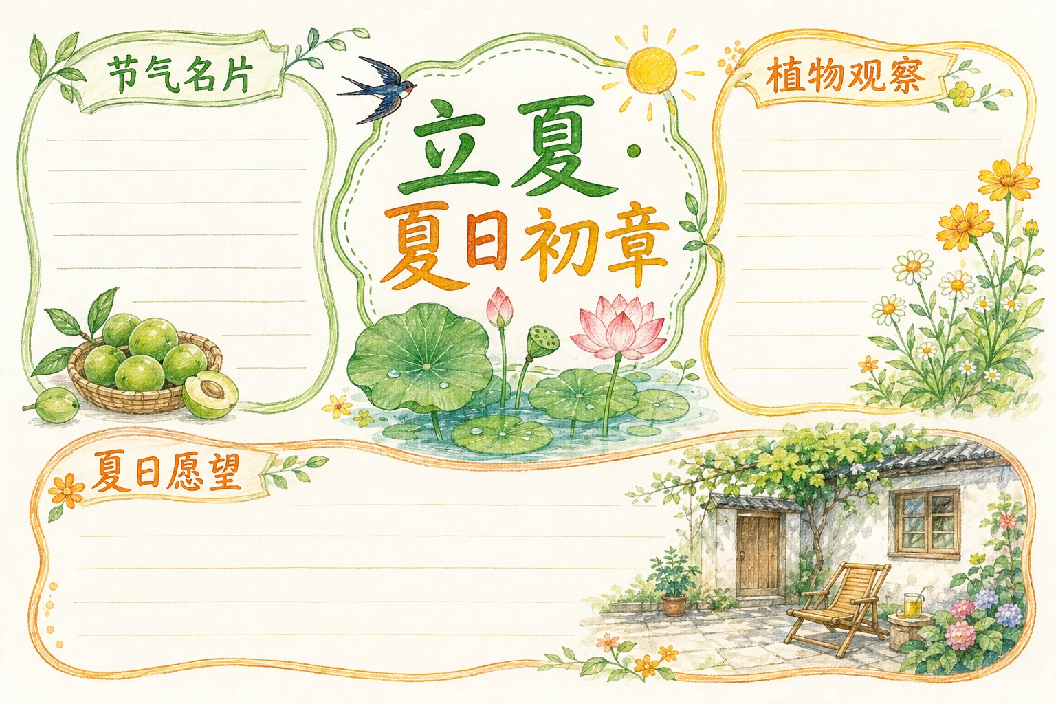 立夏 · 夏日初章 · AI 生成的版式预览