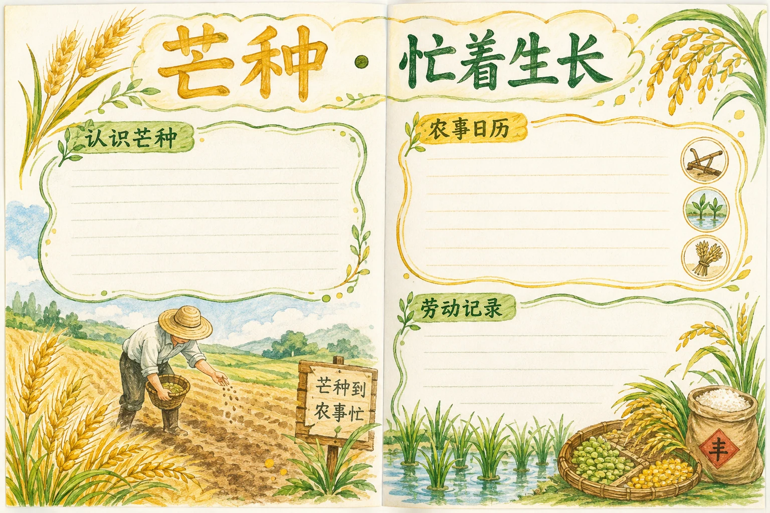 芒种 · 忙着生长 · AI 生成的版式预览