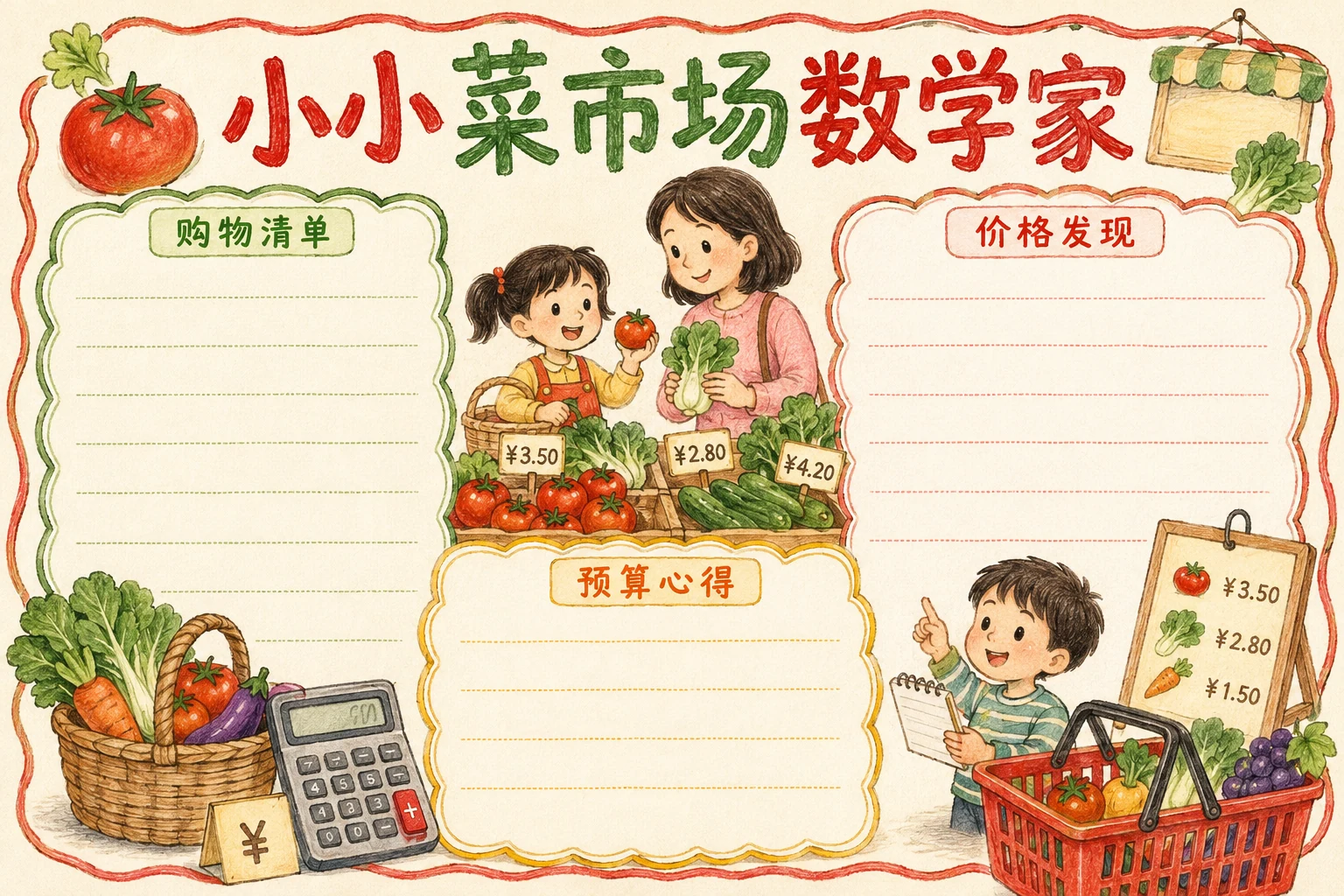 小小菜市场数学家 · AI 生成的版式预览
