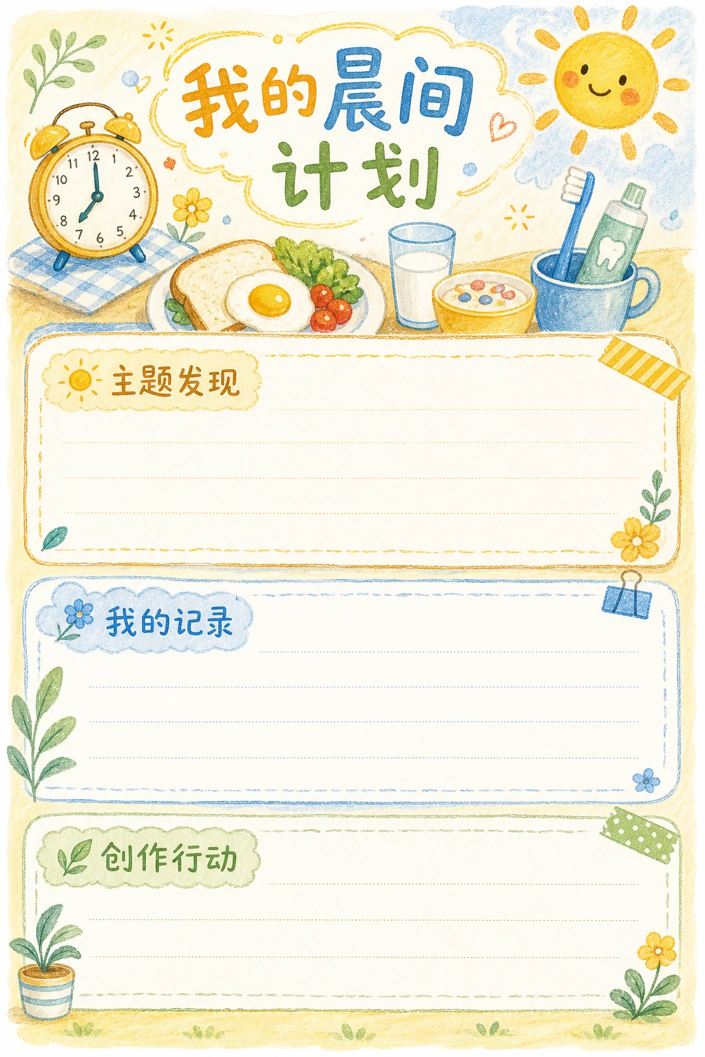 我的晨间计划 · AI 生成的版式预览