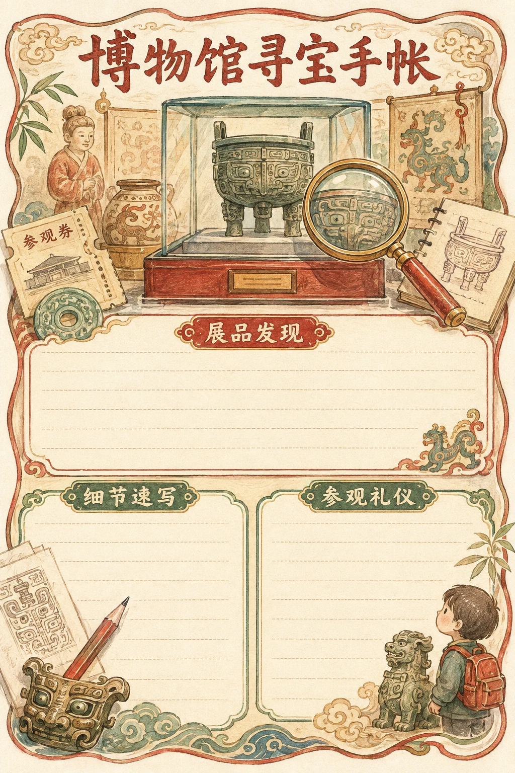 博物馆寻宝手帐 · AI 生成的版式预览