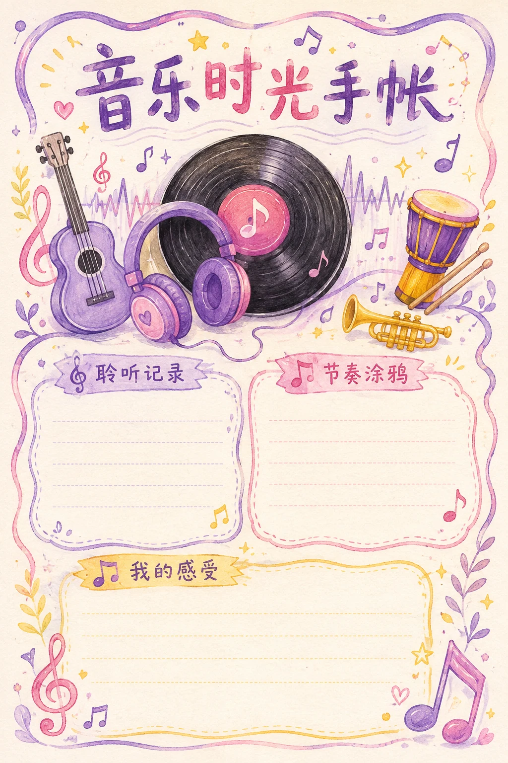 音乐时光手帐 · AI 生成的版式预览