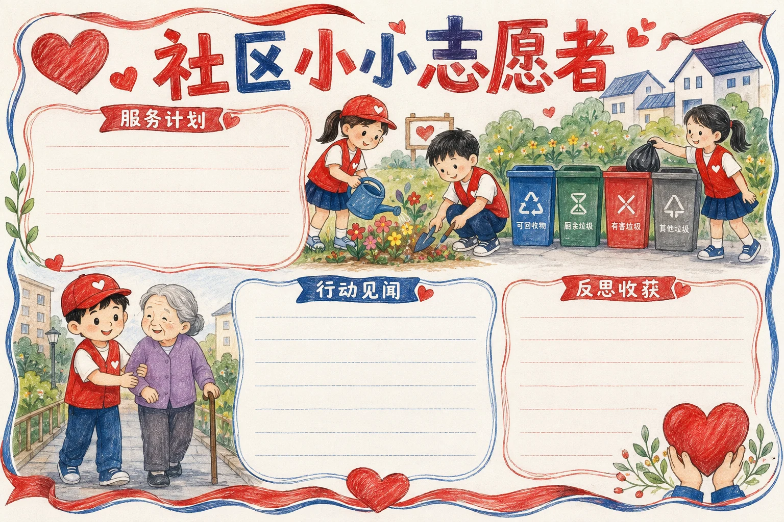 社区小小志愿者 · AI 生成的版式预览