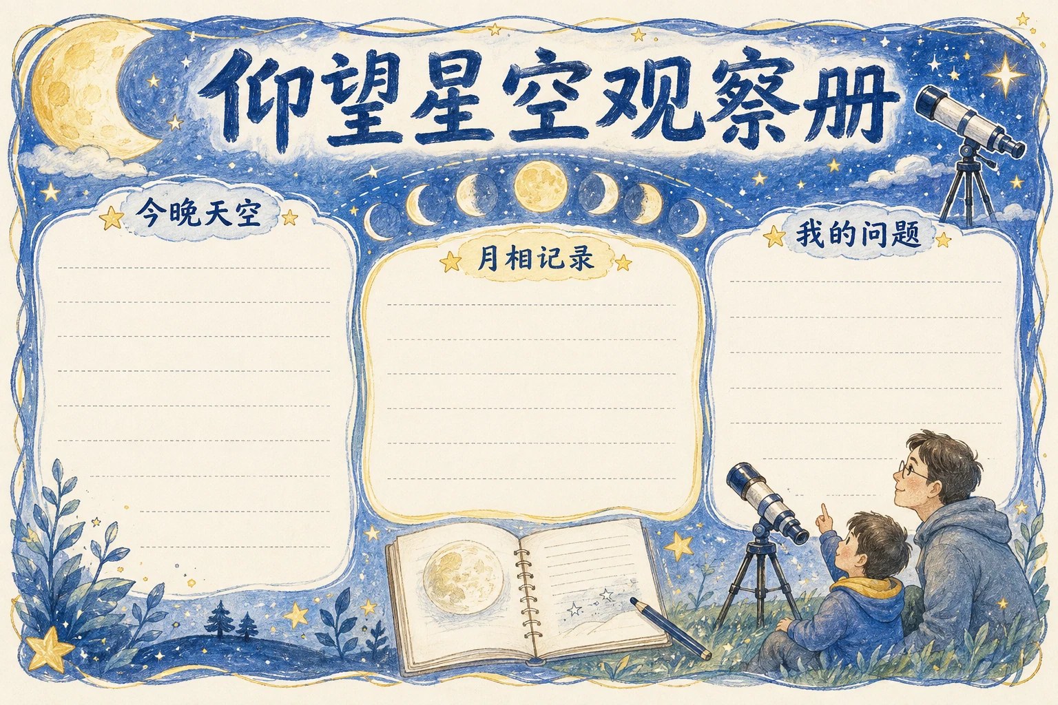仰望星空观察册 · AI 生成的版式预览