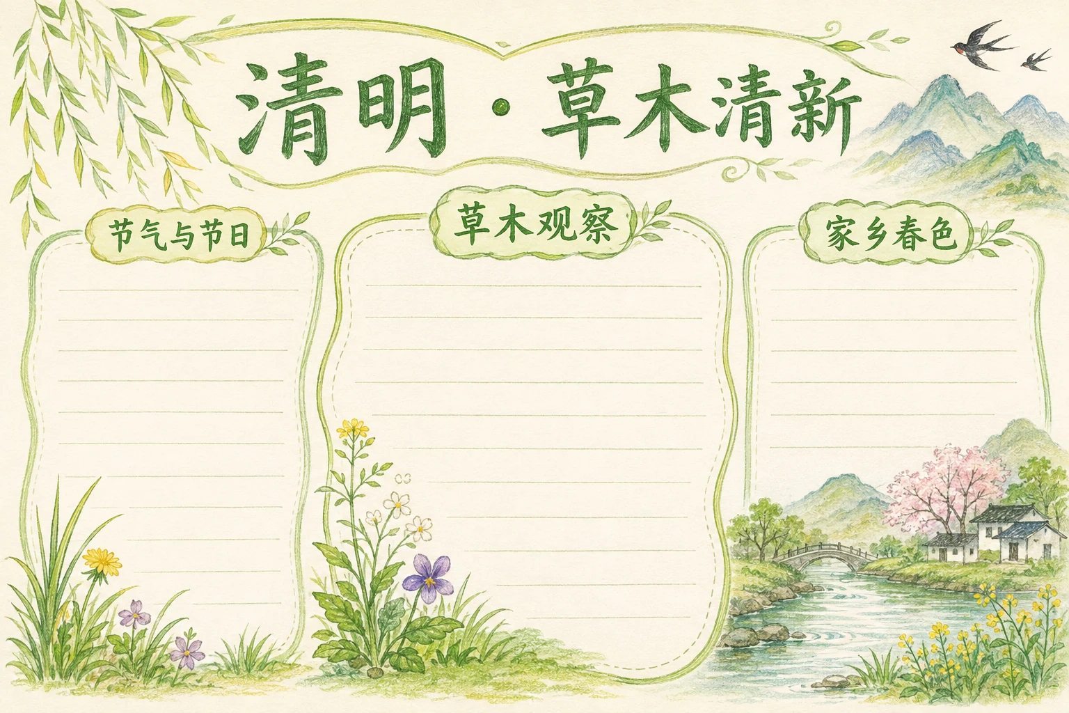 清明 · 草木清新 · AI 生成的版式预览