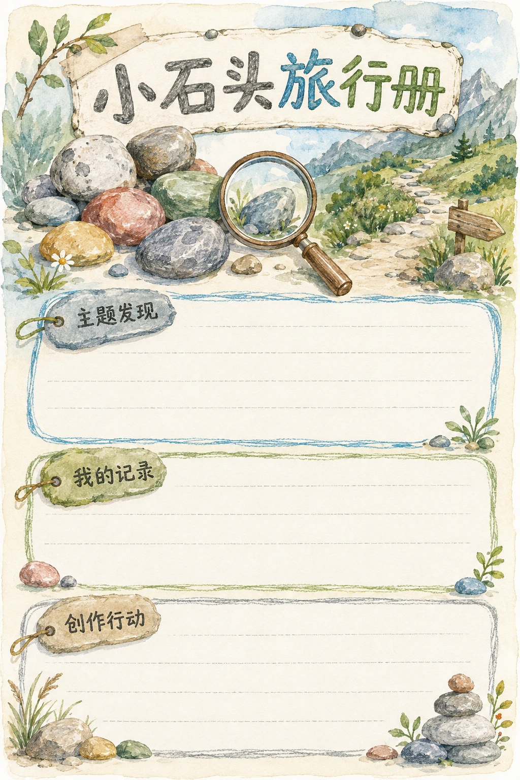 小石头旅行册 · AI 生成的版式预览