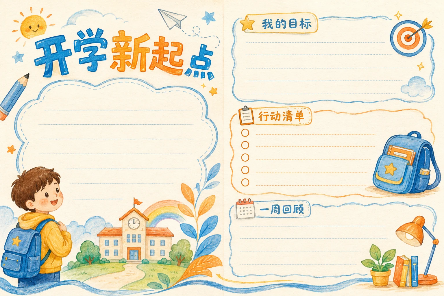 开学新起点 · AI 生成的版式预览