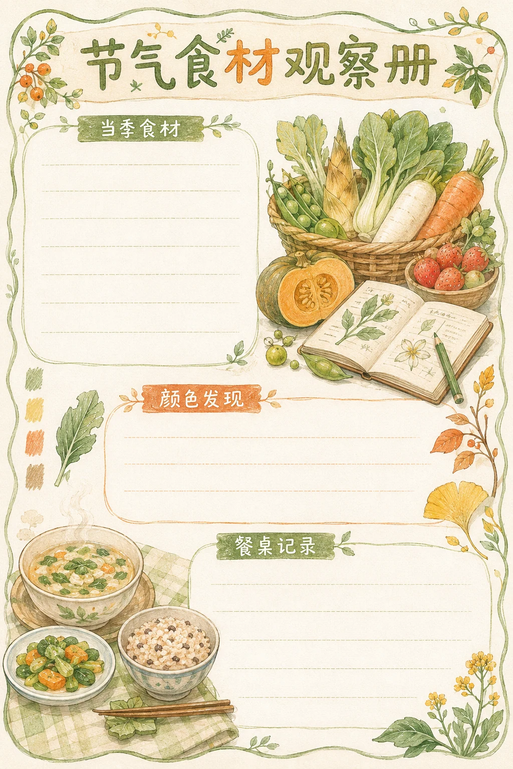 节气食材观察册 · AI 生成的版式预览