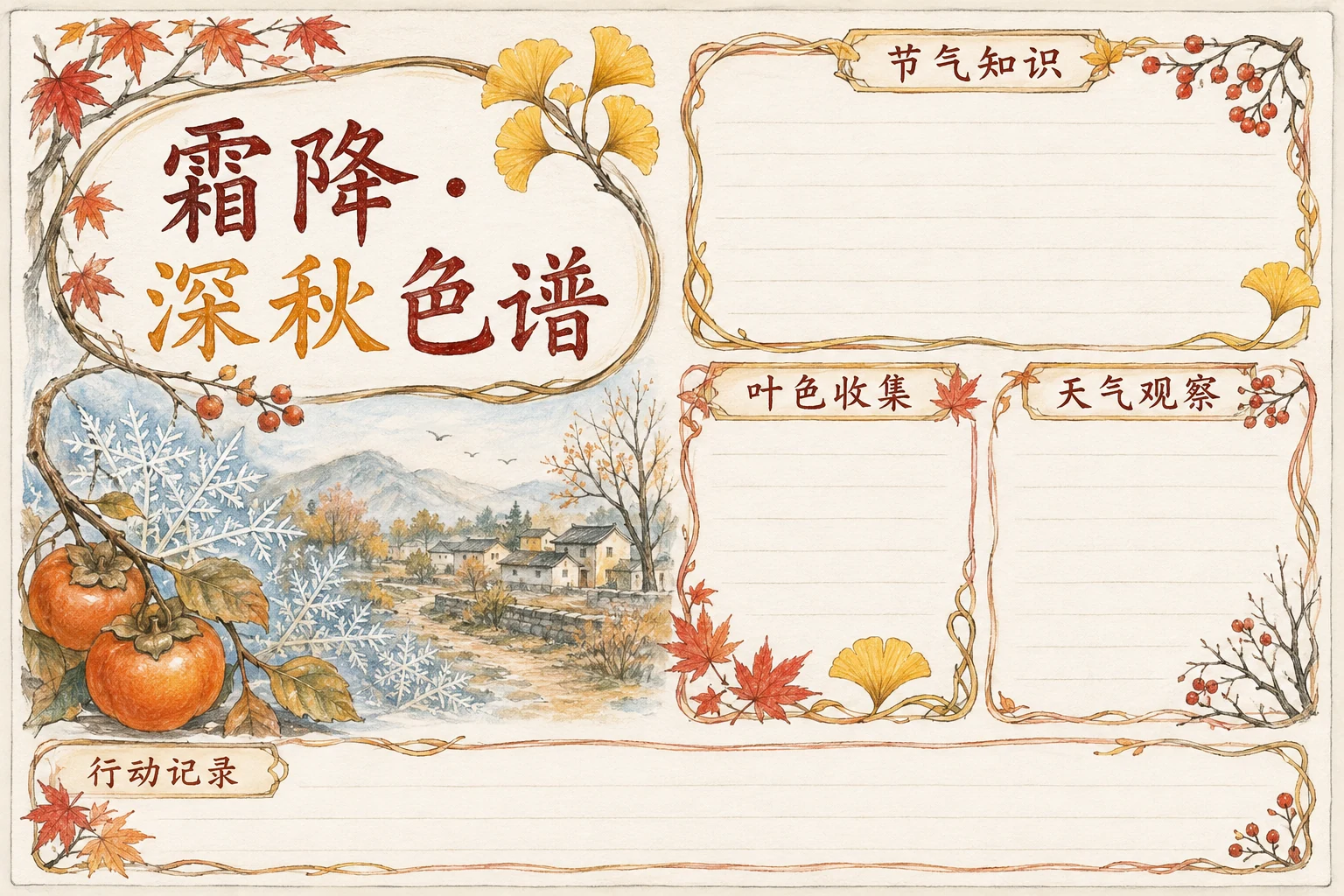 霜降 · 深秋色谱 · AI 生成的版式预览