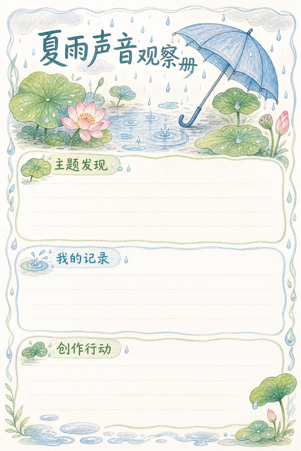 夏雨声音观察册 · AI 生成的版式预览