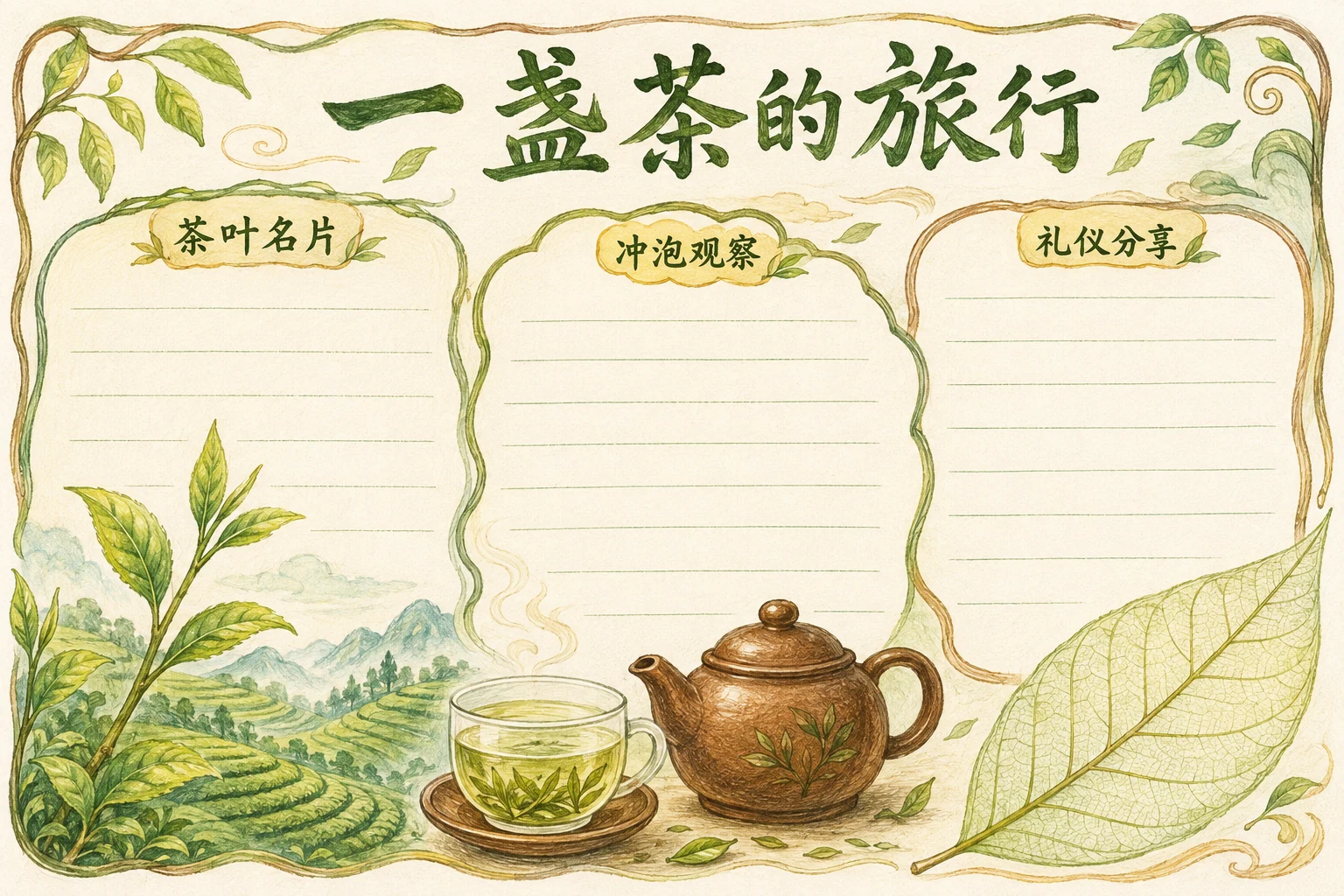 一盏茶的旅行 · AI 生成的版式预览