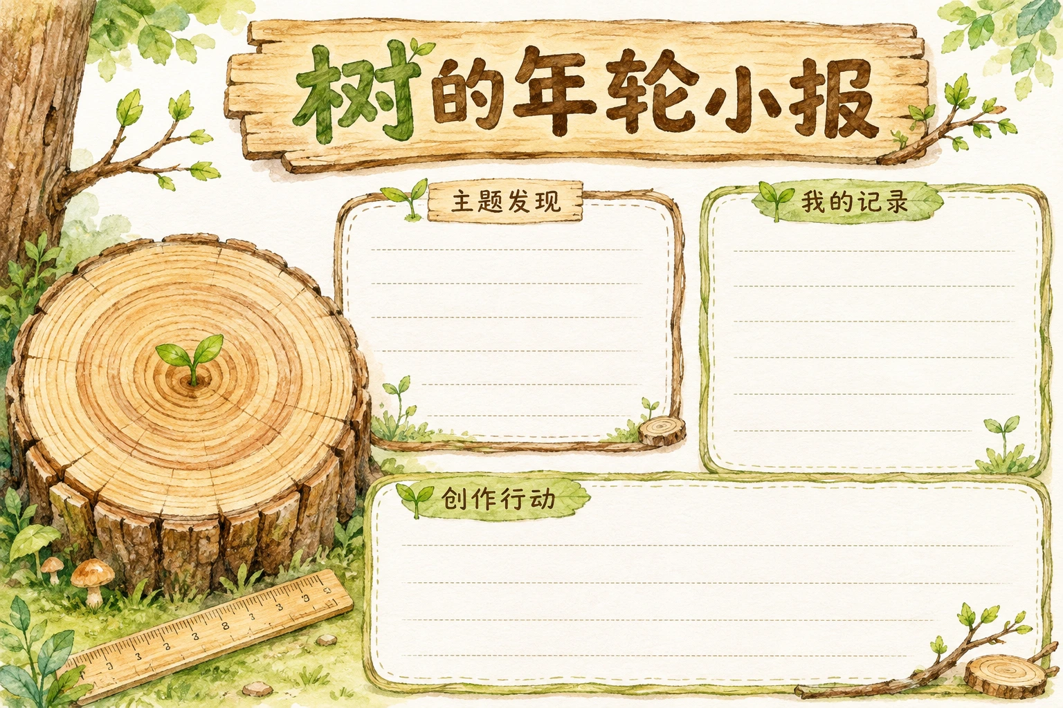 树的年轮小报 · AI 生成的版式预览