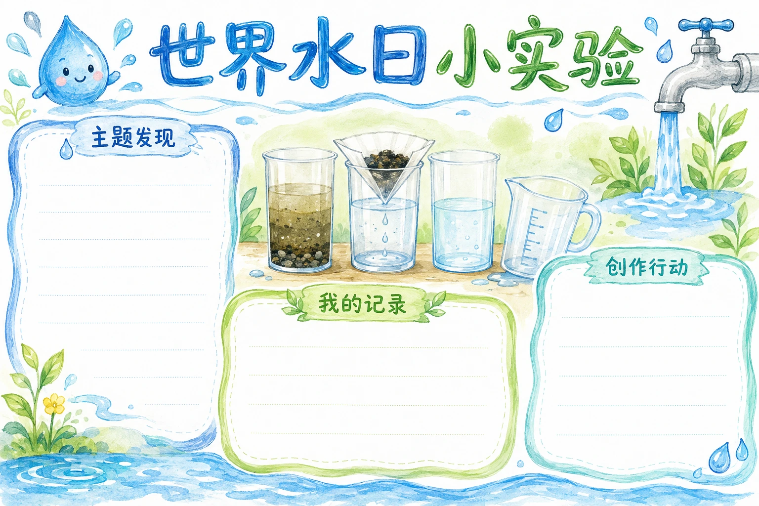 世界水日小实验 · AI 生成的版式预览