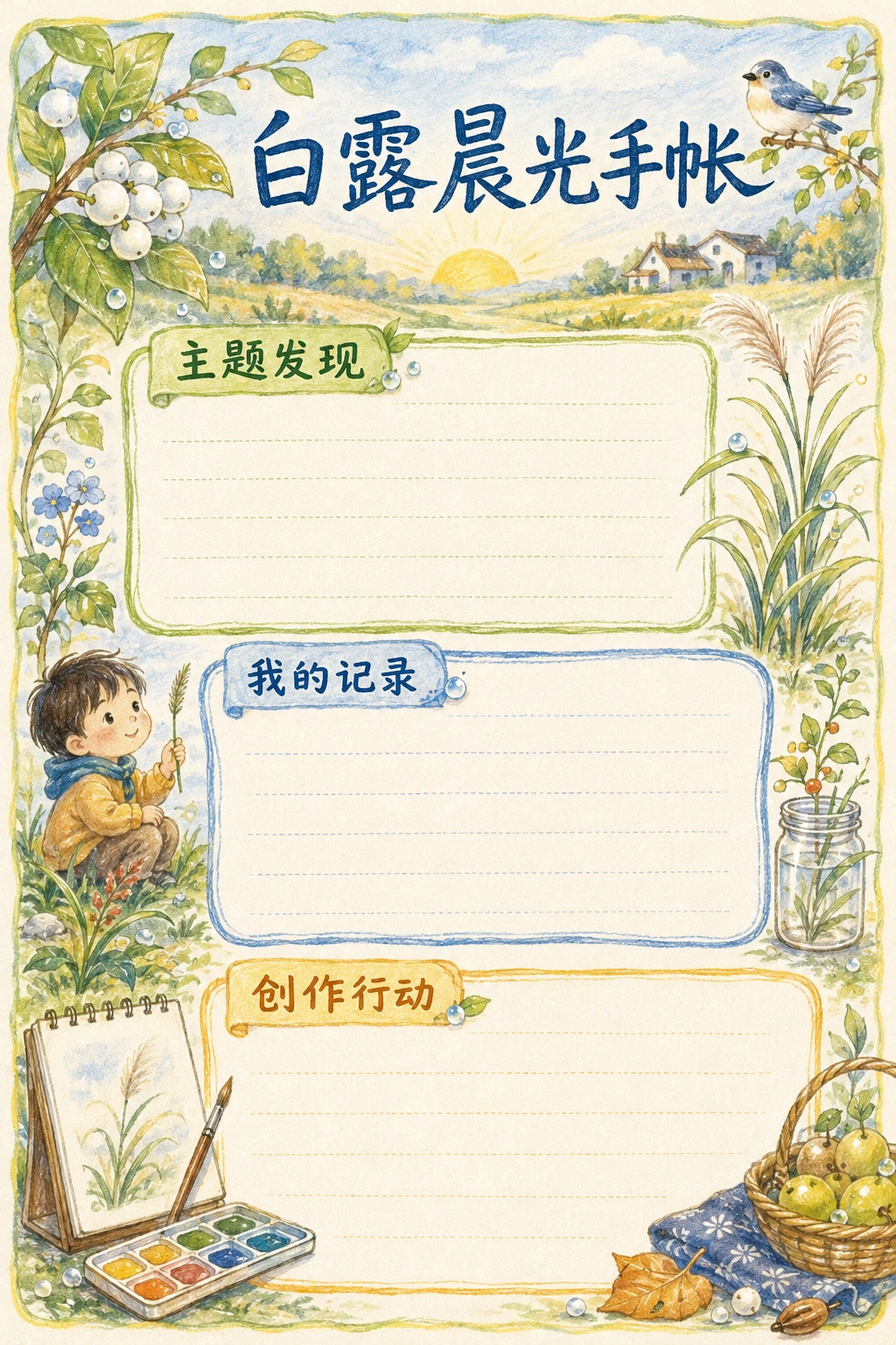 白露晨光手帐 · AI 生成的版式预览
