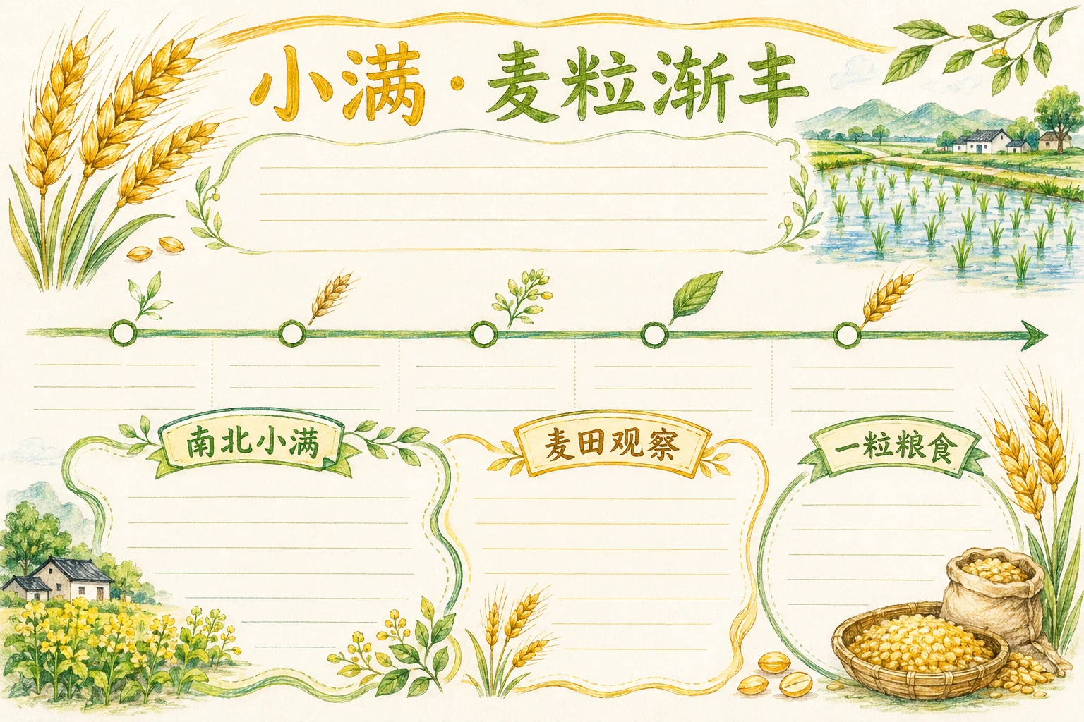 小满 · 麦粒渐丰 · AI 生成的版式预览