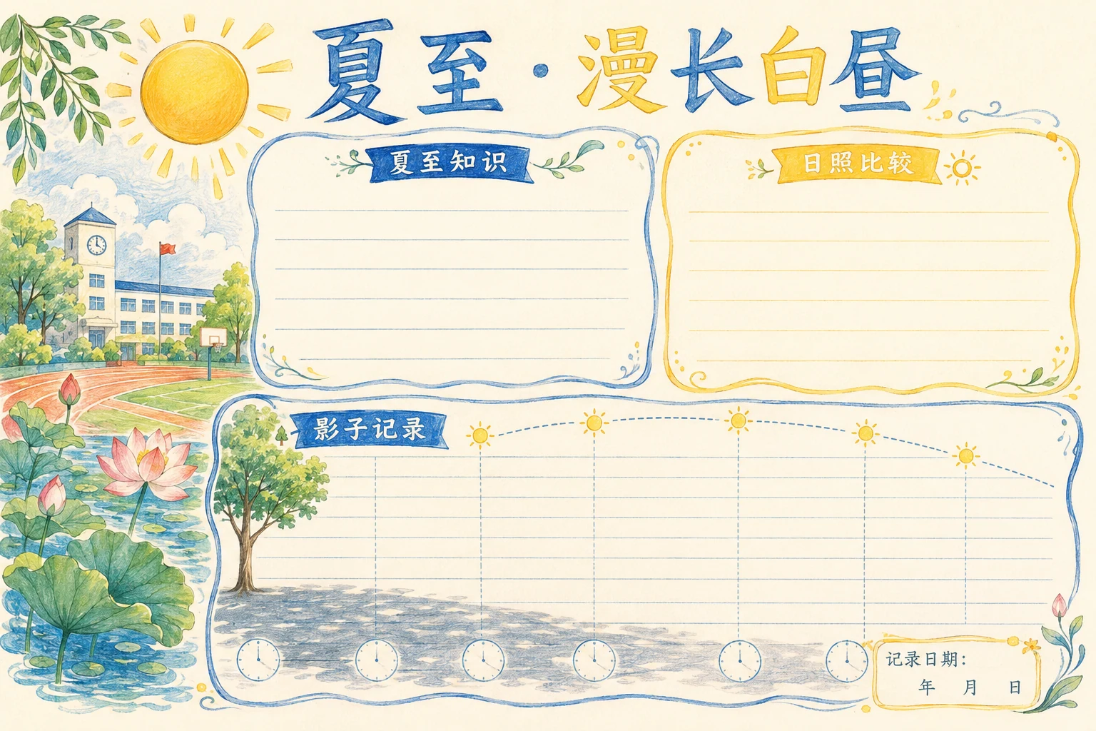 夏至 · 漫长白昼 · AI 生成的版式预览
